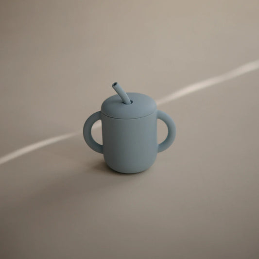 Silicone Training Cup + Straw | Powder Blue