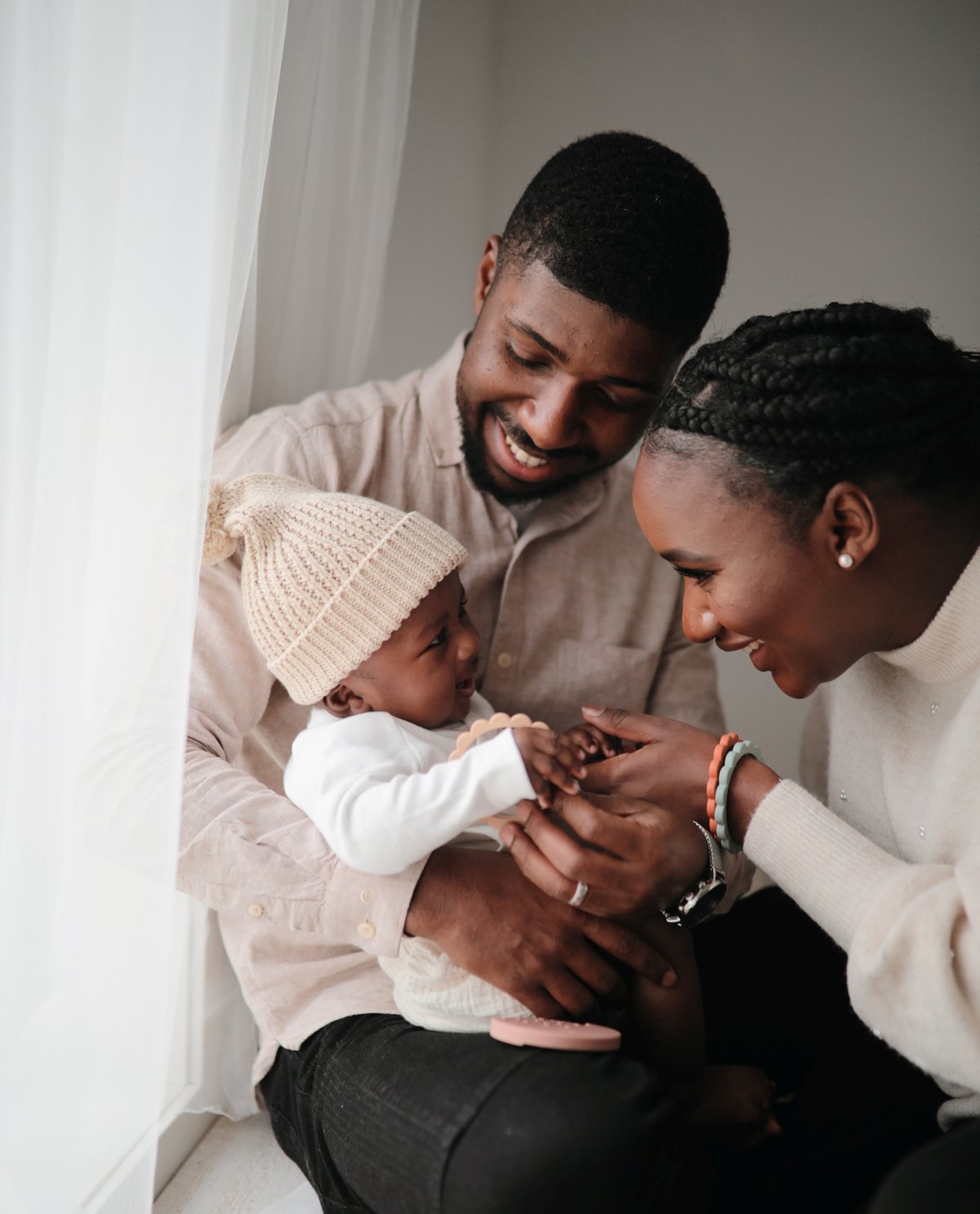 Pearl Teething Bracelet 3-Pack (Linen/Peony/Pale Pink)