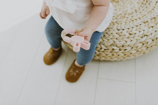Bunny Silicone + Wood Teether | Peony Pink