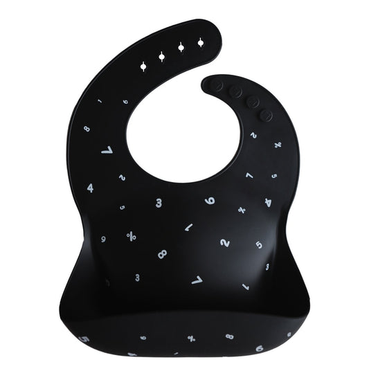 Silicone Baby Bib | Numbers Black