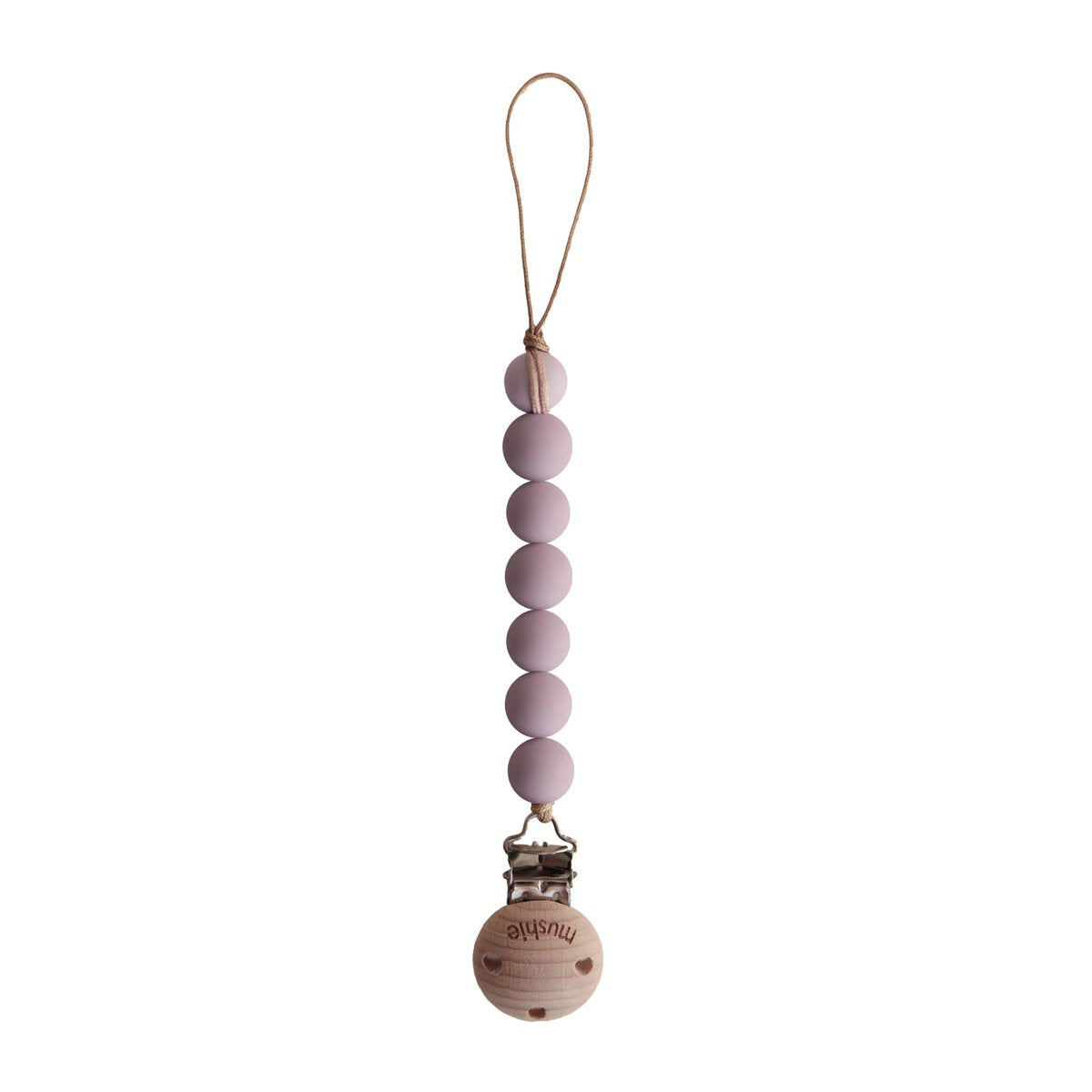 Pacifier Clip - Beads + Wood | Mauve