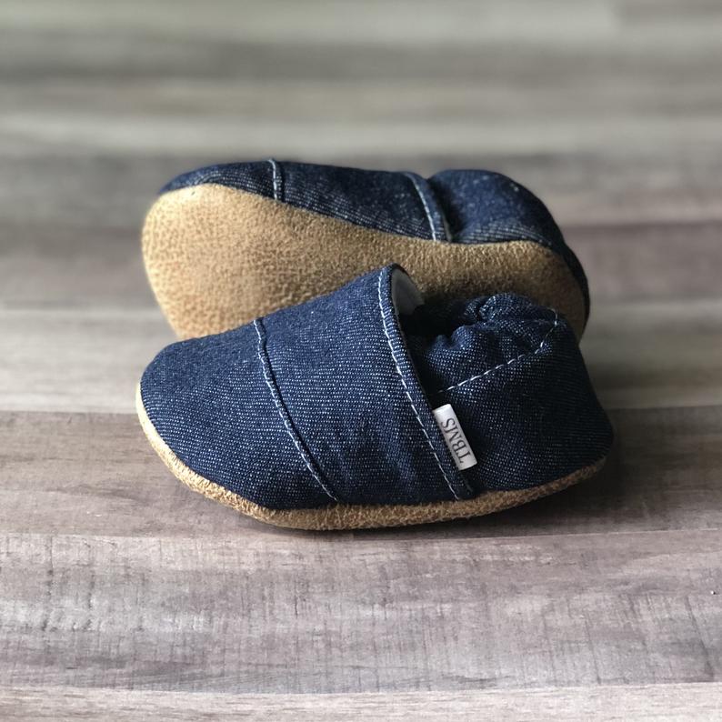 Trendy Baby Moccasins | Denim Angled