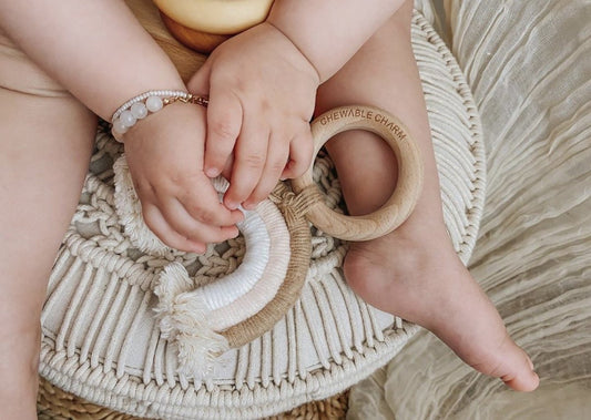 Macrame Rainbow Teething Ring | Tan Blush