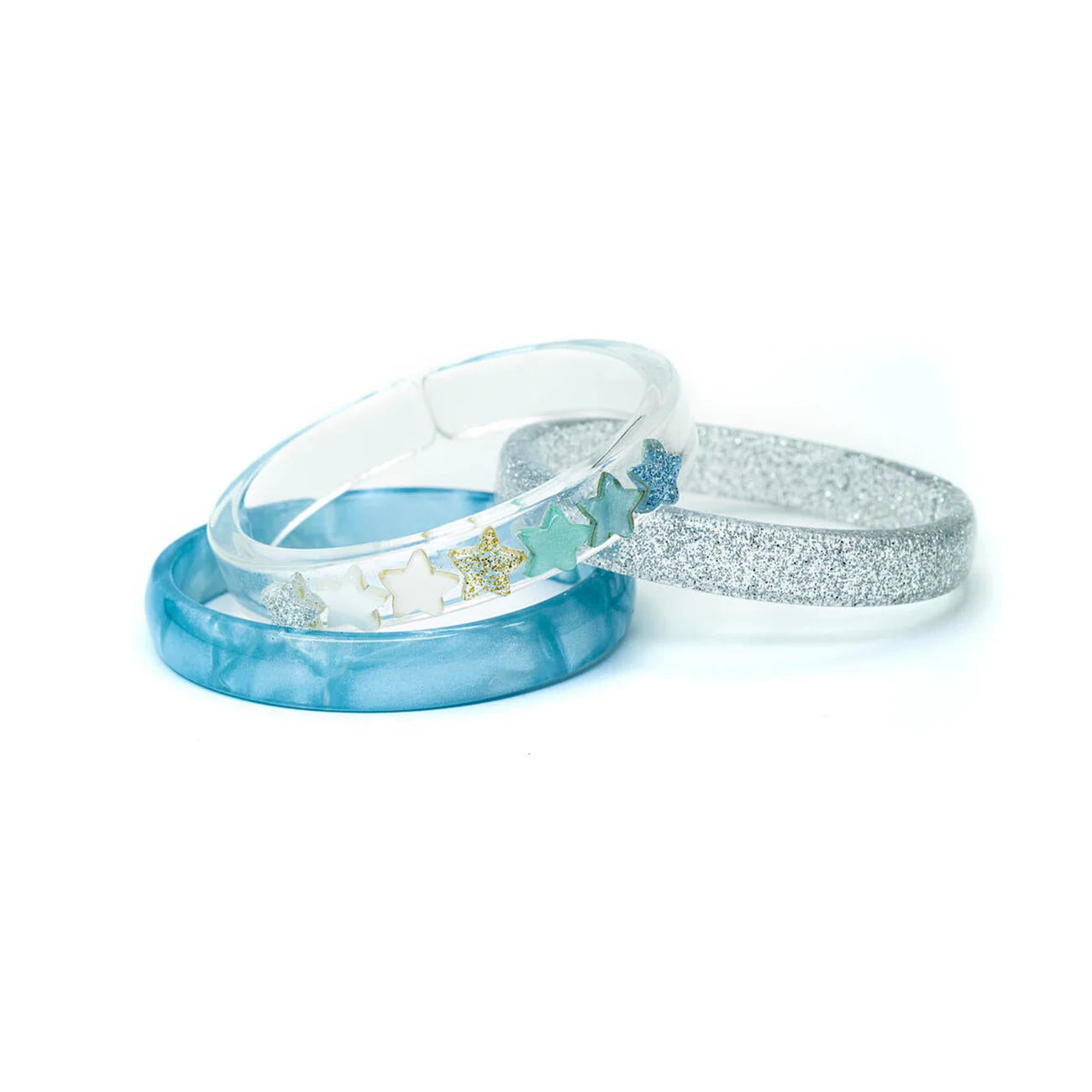 Stars Pearlized Glitter Blue Mix Bangles