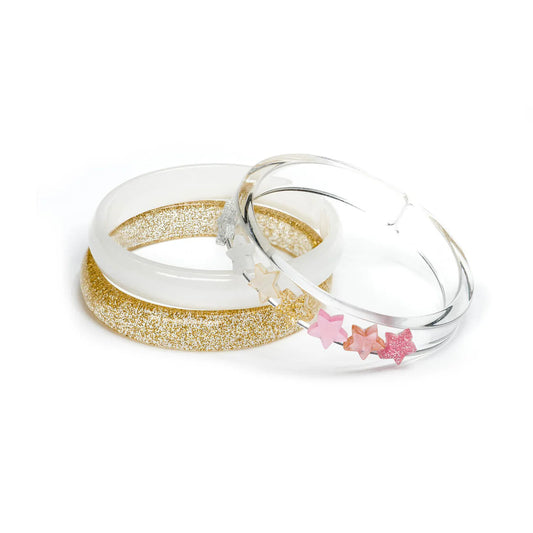 Stars Pearlized Glitter Gold Mix Bangles