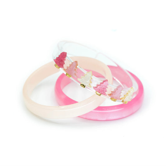 Christmas Tree Pink Pearlized Bangles