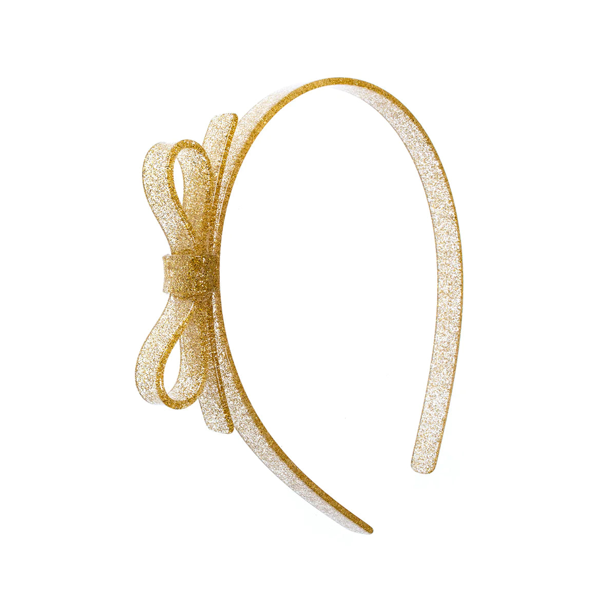 Thin Bow Glitter Gold Headband