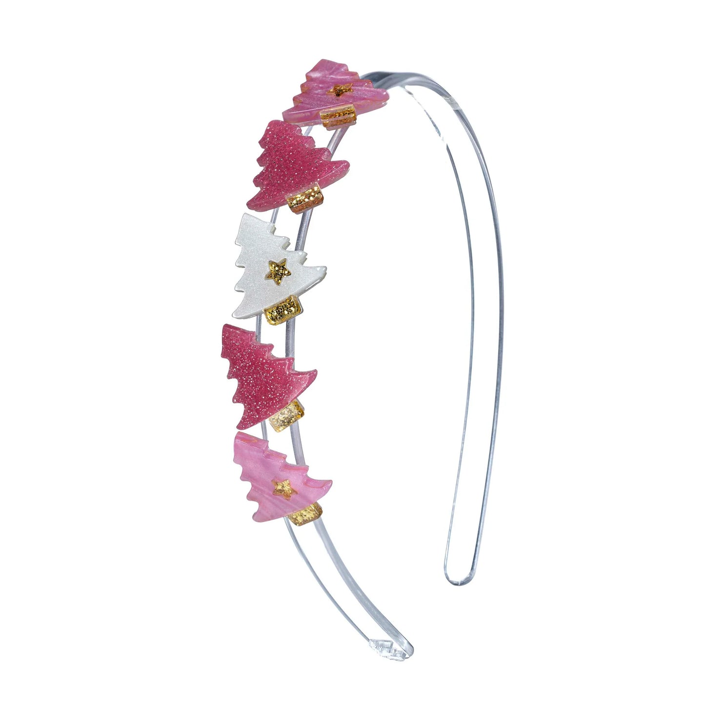 Tree Glitter Pink White Headband