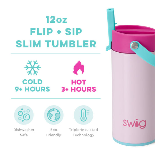 Cotton Candy Flip + Sip Slim Tumbler (12oz)