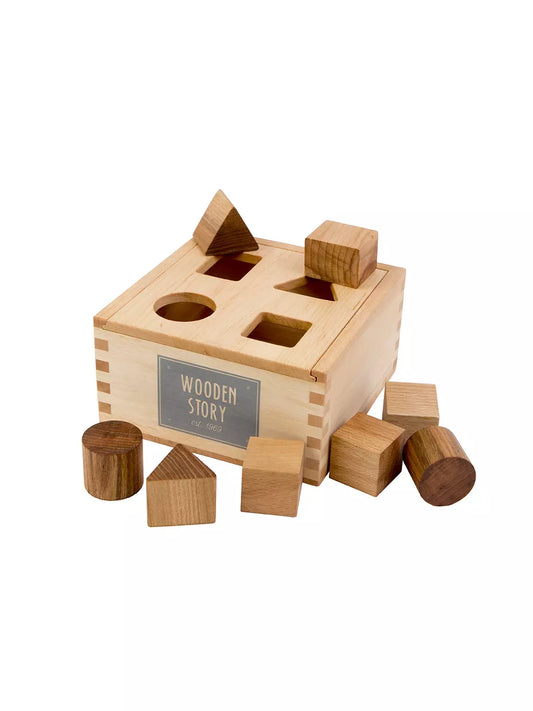 Wooden Natural Shape Sorter Box