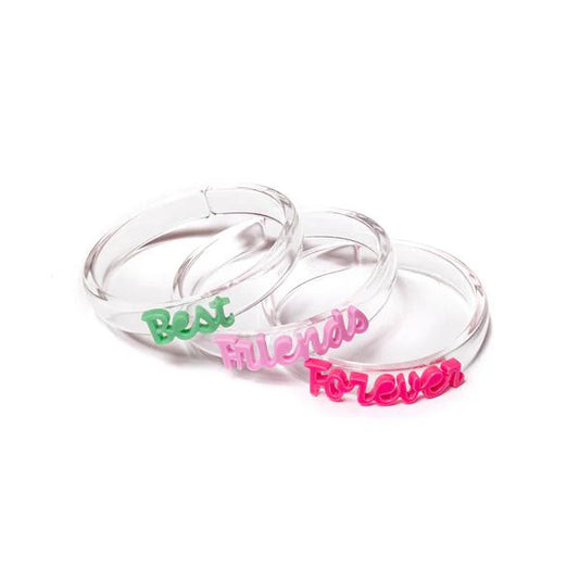 Best Friends Forever Green Pink Bangles (Set of 3)