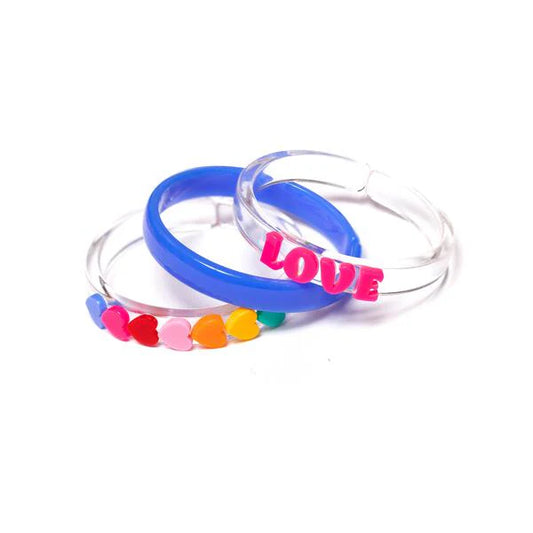 Love & Hearts Rainbow Blue Bangles