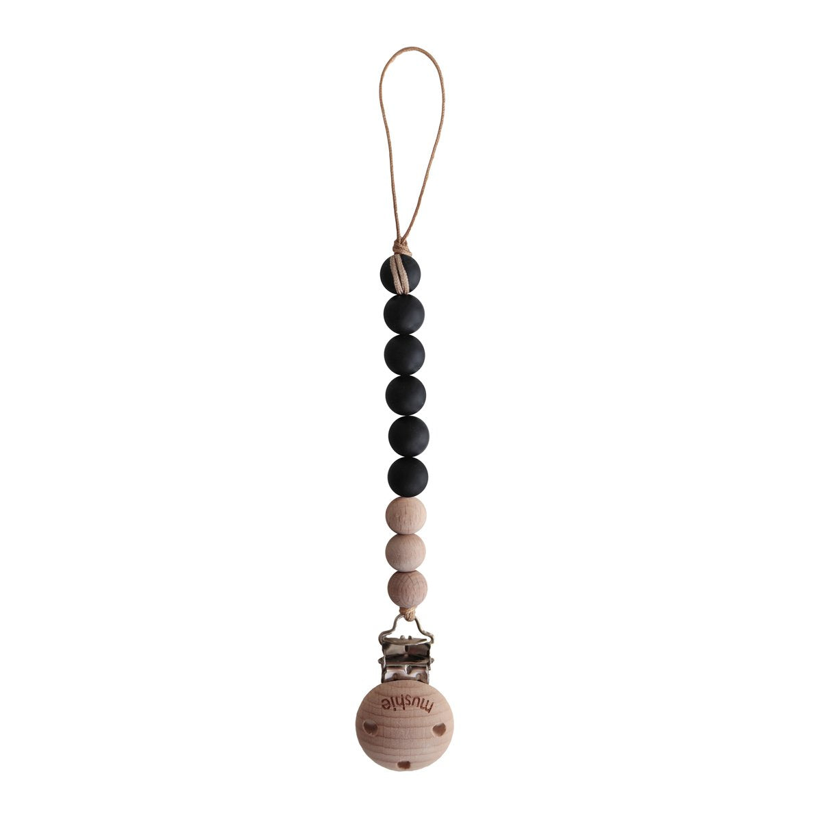 Pacifier Clip - Beads + Wood | Black