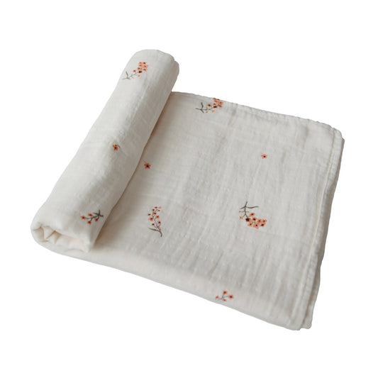 Organic Swaddle Blanket | Flowers