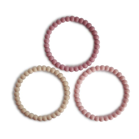 Pearl Teething Bracelet 3-Pack (Linen/Peony/Pale Pink)