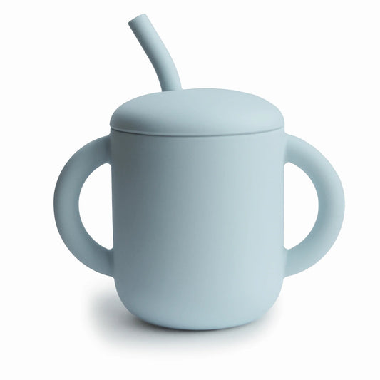 Silicone Training Cup + Straw | Powder Blue