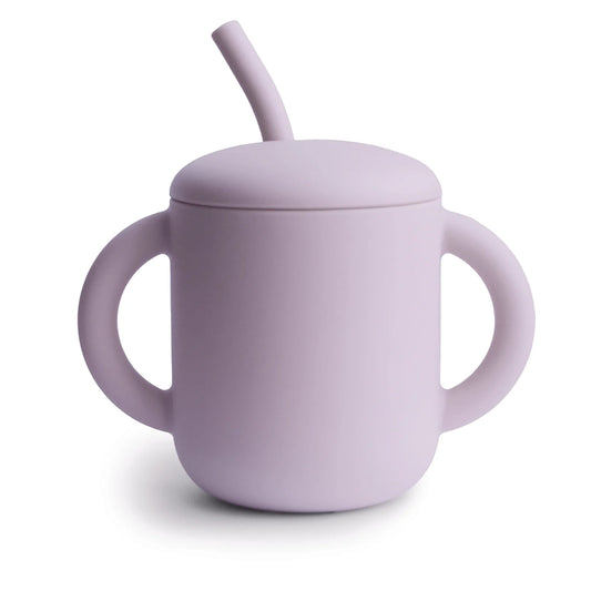 Silicone Training Cup + Straw | Lavander