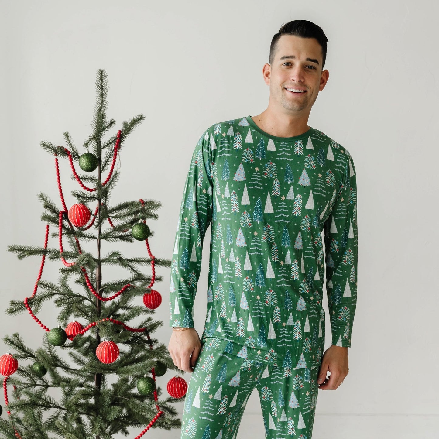Twinkling Trees Men's Bamboo Viscose Pajama Top | Green