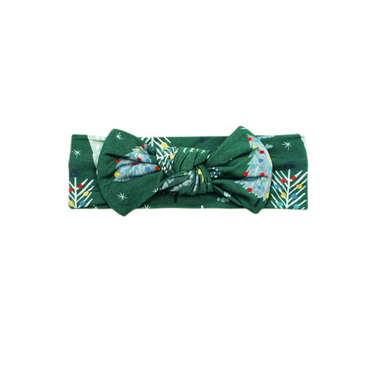 Twinkling Trees Bow Headband | Green