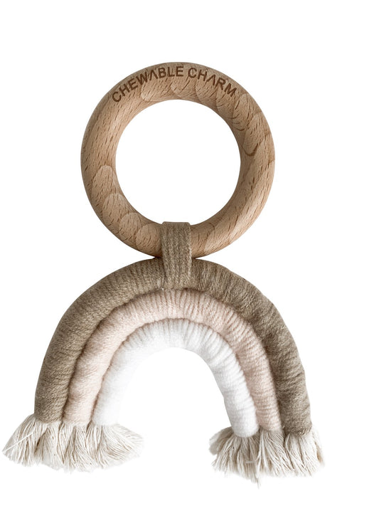 Macrame Rainbow Teething Ring | Tan Blush