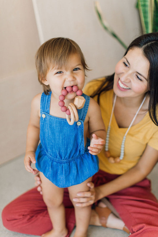 Teether Ring - Silicone + Wood | Dusty Cedarwood