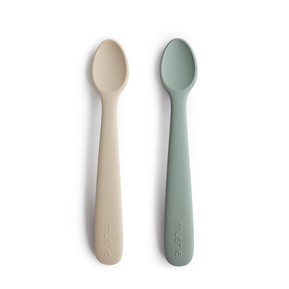 Silicone Feeding Spoons - Set of 2 | Cambridge Blue / Shifting Sand