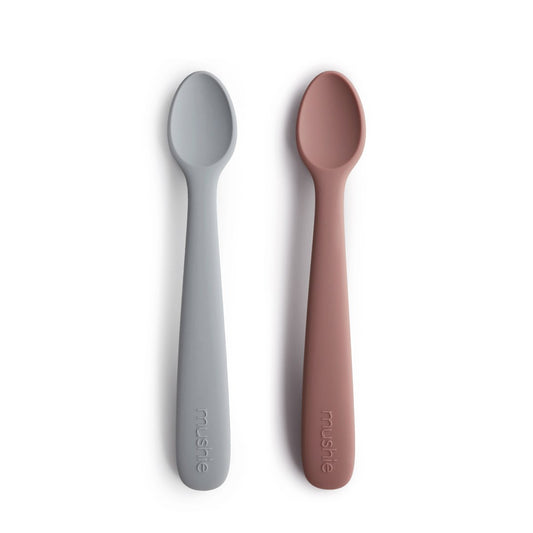 Silicone Feeding Spoons - Set of 2 | Stone / Cloudy Mauve