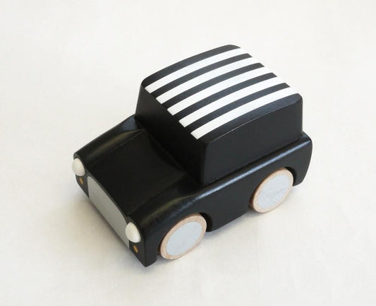Kuruma - Classic Wooden Wind Up Car | Stripes / Black